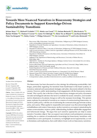 Towards More Nuanced Narratives in Bioeconomy Strategies and Policy Documents to Support Knowledge-Driven Sustainability Transitions